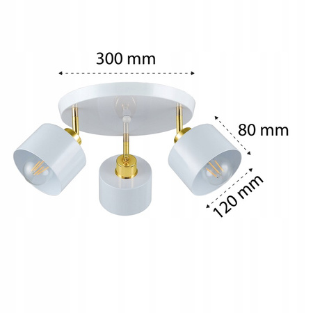 Spot Tuba Stropní svítidlo Reflektor Halogenové svítidlo 3x E27 Pohyblivé Bílé Zlato Elza Masterled