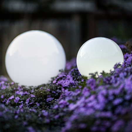 Solární zahradní LED lampa zapichovací bílá koule ATRIS 20cm LUMILED