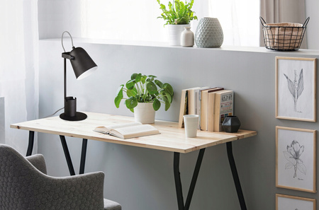 Stolní stolní lampa Školní kancelářská noční lampa Nastavitelná E27 Černá Raibo Kanlux