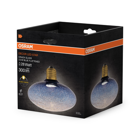 LED žárovka E27 Frost 3,5W 300lm 2700K teplá bílá Decorative Flat Blue Osram
