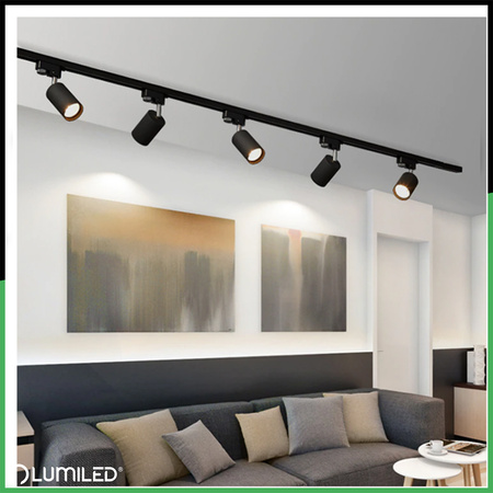 1F KOLEJNICOVÝ KONEKTOR PŘÍMÝ S NAPÁJECÍM ZDROJEM ČERNĚ OSVĚTLENÝ