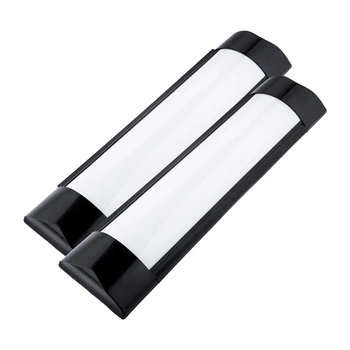 2x LED Panel Svítidlo Povrchová Montáž Černý 30cm 9W 6500K Studená Barva