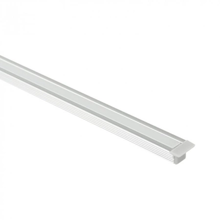 Zapuštěný pod omítku eloxovaný hliníkový LED profil 1m s matným difuzorem pro LED pásky + koncové krytky Ecolight PW series