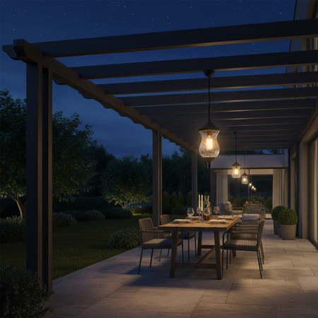 LED zahradní závěsná lampa MARSYLIA 9W 3000K černá 110cm - GOLDLUX (Polux)