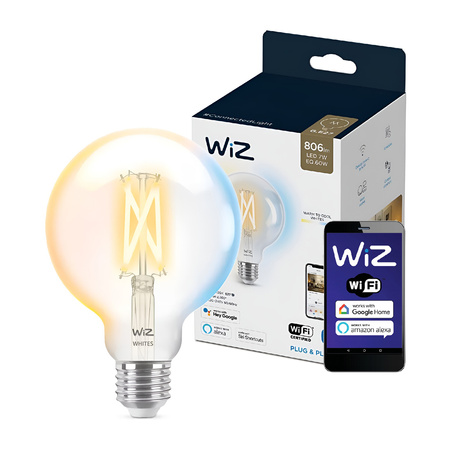 LED žárovka E27 G95 7W = 60W 2700-6500K FILAMENT SMART WiFi WiZ