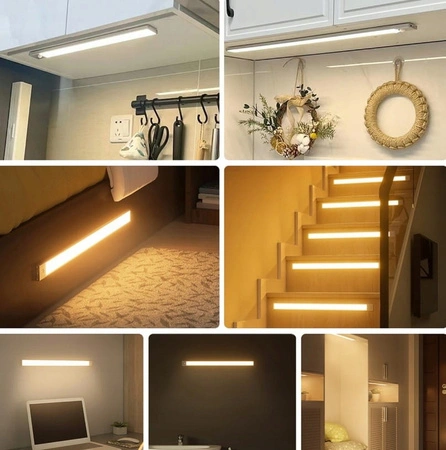 LED lišta na nábytek pod skříňovou lampu 2W 4500K 30cm s pohybovým senzorem stříbrná