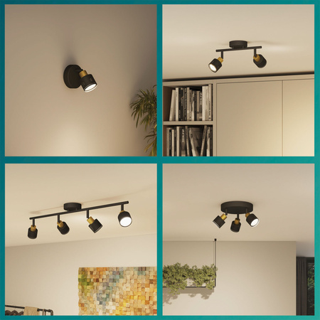 Reflektorové stropní svítidlo 3x GU10 černá-měděná Niall Philips