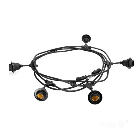 Venkovní zahradní světelný řetěz 5x E27 černý IP44 5m Kréta Kobi