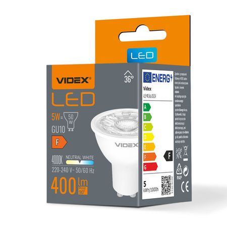 LED žárovka GU10 s reflektorem 5W = 50W 400lm 4000K neutrální bílá 36° Videx