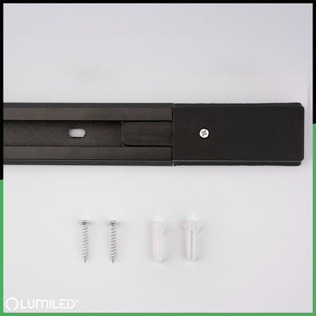 Černá jednofázová hliníková přípojnice pro reflektory 200cm LUMILED