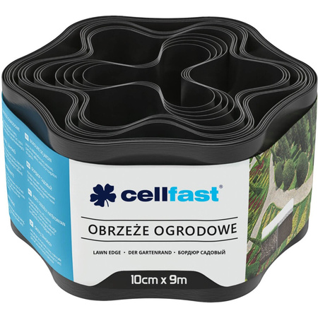Okraje trávníků Pružná vlnitá lepenka 10 cm x 9 m černá CELLFAST