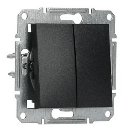 Dvojitý schodišťový vypínač bipolární bez rámu Asfora pro zapuštěnou montáž IP20 antracit