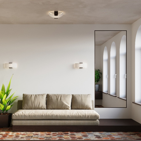 Nástěnné svítidlo EMILIO 2xE14 Moderní bílá a dřevo SOLLUX