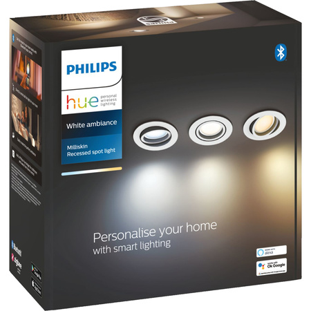 LED Milliskin zapuštěná pod omítku 3x 4,2W CCT kulatá pohyblivá bílá PHILIPS HUE Bluetooth