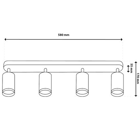 Nástěnné svítidlo LED Spot Reflector 4x GU10 IP44 ADERO Black Lumiled