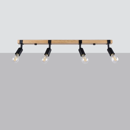 ZUCA 4 4xE27 Černé dřevěné moderní stropní svítidlo SOLLUX