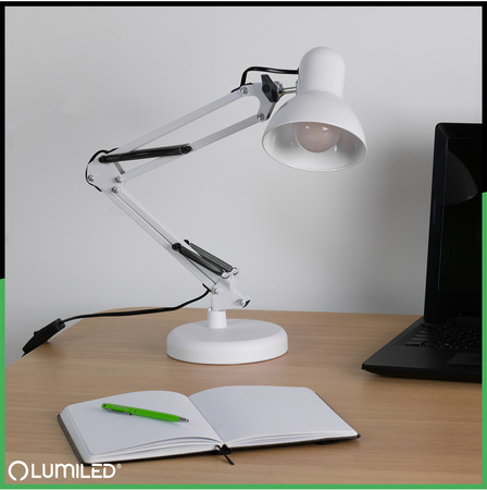 Stolní lampa E27, Bílá + držák na stůl TOBI LUMILED