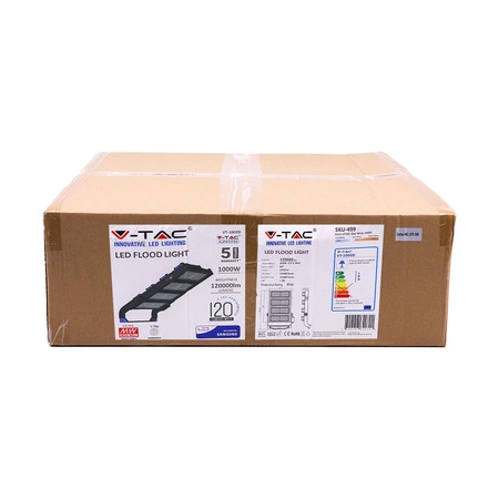 Reflektor LED 1000W 120000lm 4000K IP66 Stmívatelný čip Samsung VT-1002D V-TAC