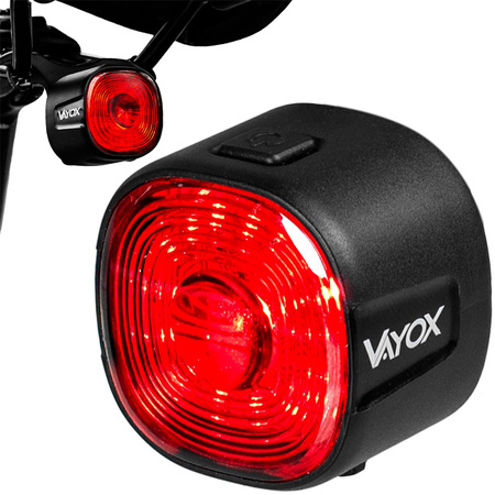 Zadní svítilna na kolo červená USB-C 6 režimů IP66 POWERFUL VAYOX
