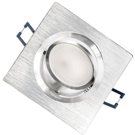 Halogenová Podhledové svítidlo GU10, Nastavitelná Čtvercová Stříbrná kartáčovaná LUMILED