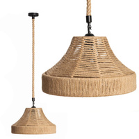BOHO pletená jutová řetězová závěsná lampa Kalich na LED E27 Velká