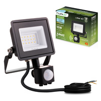 LED Reflektor snímač pohybu 10W, 900lm 6500K IP44 Černá ZUNA2 LUMILED