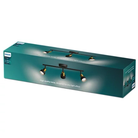 Reflektorové stropní svítidlo 3x GU10 černá-měděný vodič Philips