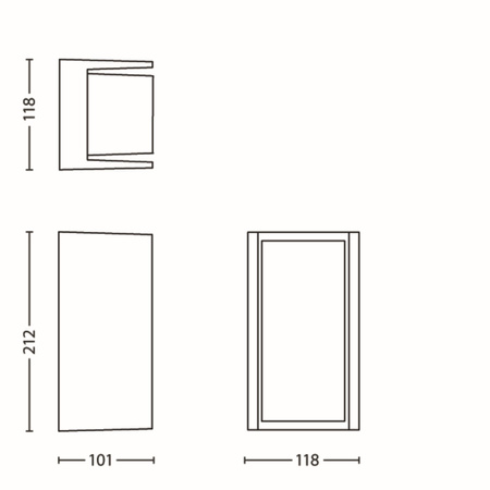 Zahradní lampa LED nástěnná lampa BRIDGE myGarden E27 IP44 obdélníková antracitová PHILIPS