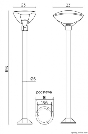 Venkovní stojací zahradní lampa POST TEO 1 E27 169cm Su-Ma