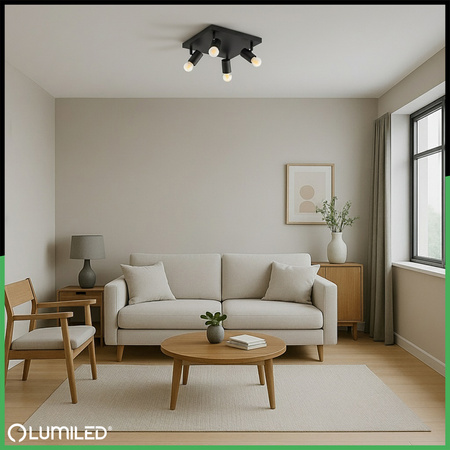 Stropní svítidlo Plafond SPOT TUBA Reflektor Halogenové svítidlo 4x E27 GLASA LUMILED