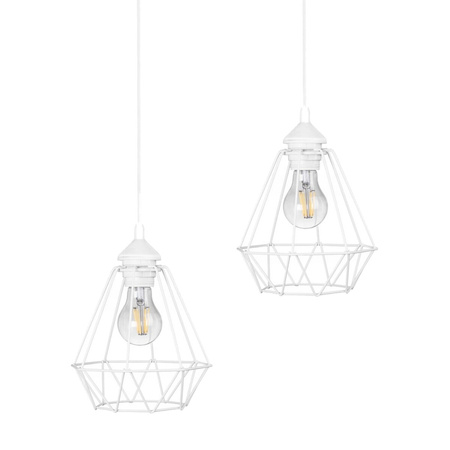 Bílá diamantová drátěná stropní závěsná lampa Lišta pro LED 2x E27 Brilliant