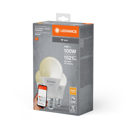 LED žárovka E27 14W = 100W 1521lm stmívatelná SMART+ WiFi Classic Ledvance