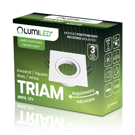 Halogenové stropní svítidlo Square GU10 MR16 White TRIAM LUMILED pro zapuštěnou montáž