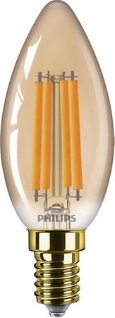 LED žárovka na svíčku E14 B35 6W = 40W 470lm 1800K Teplá bílá vlákno jantarové PHILIPS
