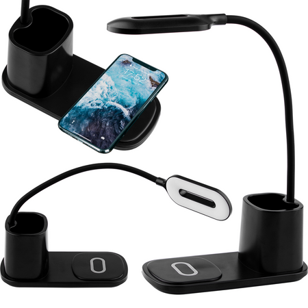 LED noční stolní lampa 3W 3000K - 6000K USB Touch s QI nabíječkou NINA