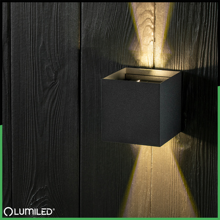 Zahradní nástěnná lampa 2x 3W, nastavitelné nahoru a dolů 4000K Černá PICEA LUMILED