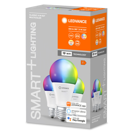 3x LED žárovka E27 A60 9W 806lm CCT RGB LEDVANCE SMART+ WiFi Stmívatelné