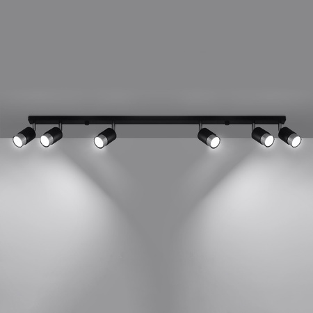 NERO stropní svítidlo 6xGU10 Reflektor Halogenové svítidlo Pohyblivé 117cm Černý chrom SOLLUX