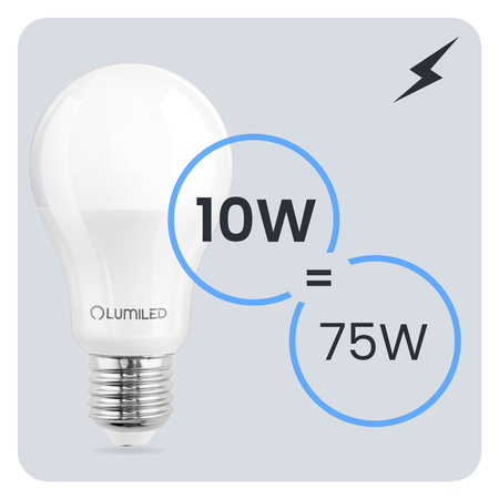 Žárovka LED E27, A60 10W = 75W 1055lm 3000K Teplá bílá 260° LUMILED