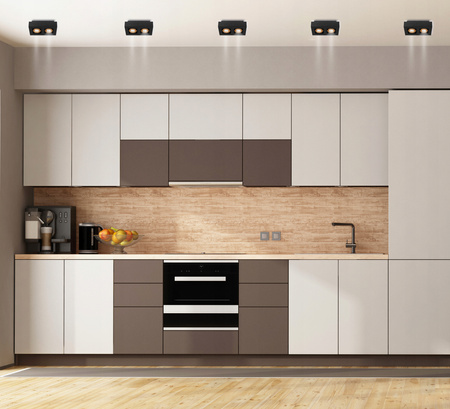 Svítidlo HALOGEN pro povrchovou montáž Pohyblivé 2x GU10 Obdélníkové černé 85mm NEMO