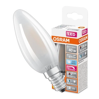 E14 B35 LED žárovka 3.4W = 40W 470lm 4000K Neutrální bila 300° CRI90 Filament OSRAM SUPERSTAR+ Stmívatelné