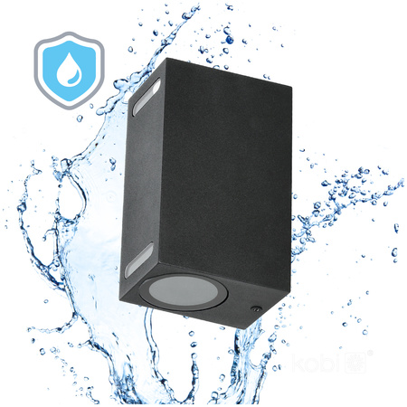 Zahradní venkovní nástěnné svítidlo 2x GU10 IP54 Black Querk Kobi