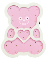 Dřevěná dekorativní noční lampa BEAR PINK LED hřejivá GOLDLUX (Polux) lampička pro děti