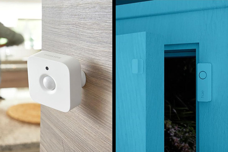 2x LED Žárovka E27 A60 9W CCT RGB + Mostek Hue Bridge + Pohybový senzor + 3PAK Kontaktní senzor Secure Sensor Philips Bluetooth Zigbee