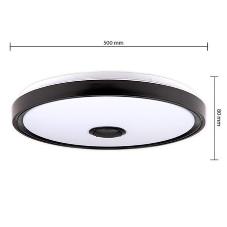 Plafond LED stropní svítidlo pro povrchovou montáž 72W 5400lm 3000-6500K CCT RGB 160° stmívatelné Pilot Round Black Cosmo Masterled