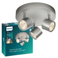 LED STAR stropní svítidlo 3x 4,5W 2700K stmívatelné reflektorové svítidlo pohyblivé hliníkové kulaté PHILIPS
