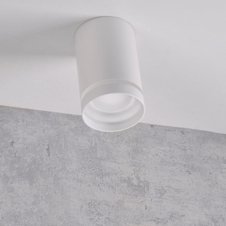 Přisazené stropní svítidlo FABRI GU10 Bodová trubka kulatá pohyblivá bílá skleněný kroužek GOLDLUX