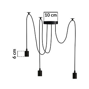 3x E27 Závěsná stropní lampa, Pavouk ARANE LUMILED