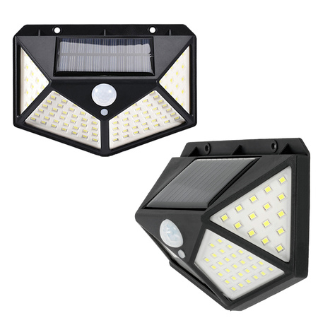 Solární zahradní venkovní nástěnná lampa 6500K Cold se senzorem pohybu a soumraku IP44 Black Lumina Kobi