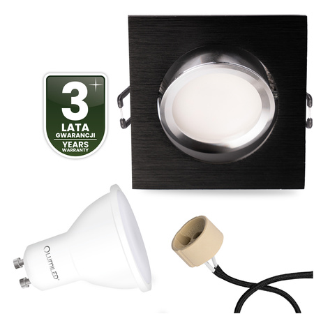 TRIX 3v1 GU10 6W 3000K Black LUMILED čtvercové pohyblivé halogenové svítidlo pro zapuštěnou montáž